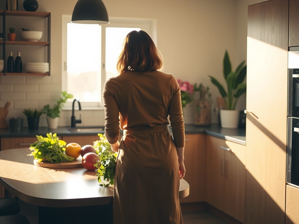 Klientė virtuvėje ruošianti šviežią maistą